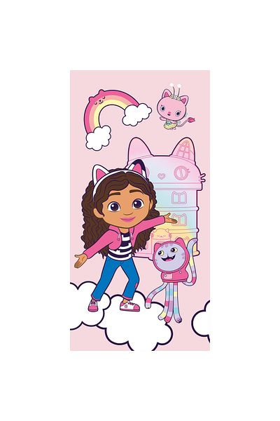 Gabby's Dollhouse Children's bath towel, 100% cotton, 140x70 cm, multicolor, Gabby's Dollhouse