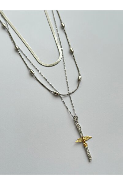 mibrillo قلادة ثلاثية من الفولاذ (سلسلة دوريكا الإيطالية وقلادة فينيكس)