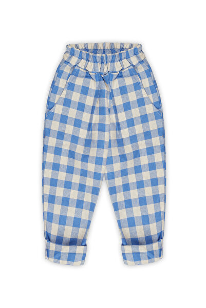 Catz Kids Штани Carrot Mavi Krem Ekose Keten