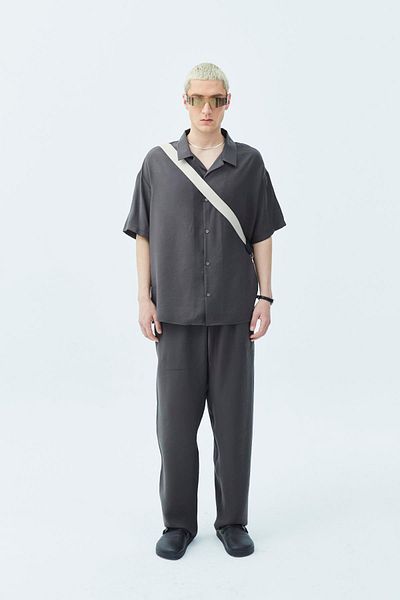 VAMOSCLO Basic Oversize Linen Suit Anthracite