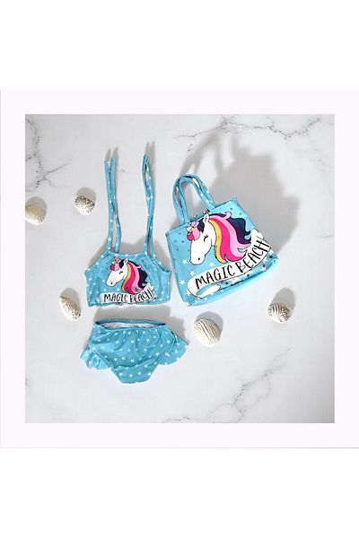 MİLAYS LİFE HOME COLLECTİON & MİLAYS KIDS GIRL'S ΤΣΑΝΤΑ ΜΟΝΟΚΕΡΟΣ ΜΠΙΚΙΝΙ ΜΕ ΣΧΕΔΙΟ
