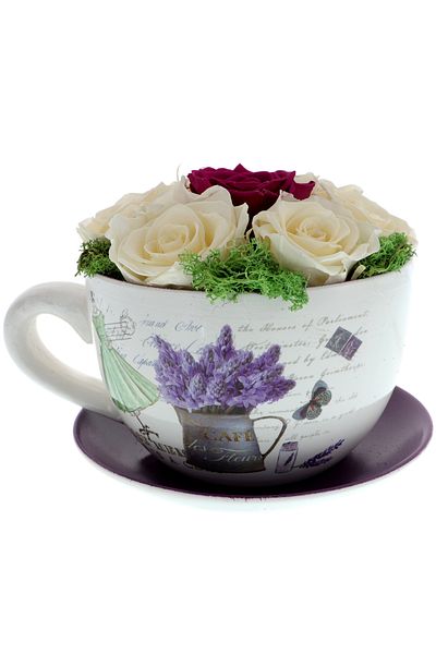 GiftExpress Floral Arrangement of Cryogenic Roses in a Cup