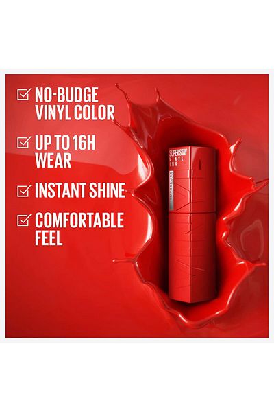 LEADING LINES Maybelline New York Superstay Vinyl Ink Long-Wear Transfer-Proof Lipstick, 35 Czech