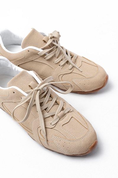 Aymood RS-01 Μπεζ σουέντ λεπτή σόλα casual αθλητικά παπούτσια