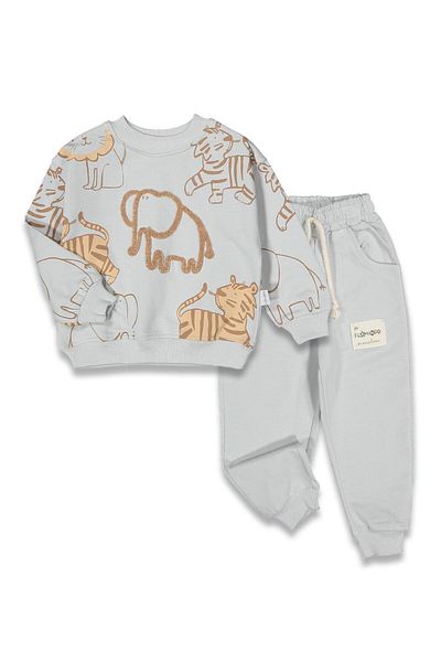 baby flamindo Baby Flamindo Elephant Embroidered 2 Thread Men's Tracksuit Set