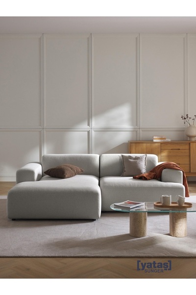 Mobilya Stant Most Mollista 2 Modül Sol Köşe Koltuk 32 Gri Keten Kumaş Yumuşa...