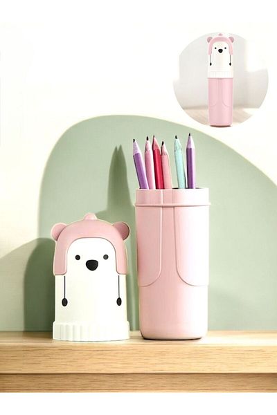 Bayev Pink Capped Pen Holder, Travel Type Accessory Carrying Container Toothpaste Toothbrush Storage Box