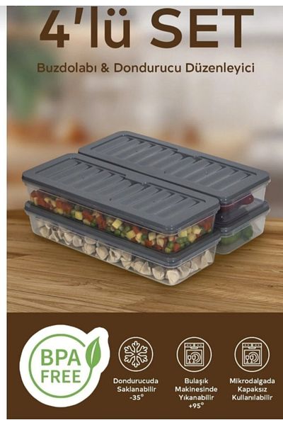 VİZYON Freezer Container Refrigerator Organizer Set Storage Container Breakfast