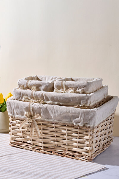 Perotti Salice Hasır 4 Lü Sepet Organizer Havluluk Düzenleyici