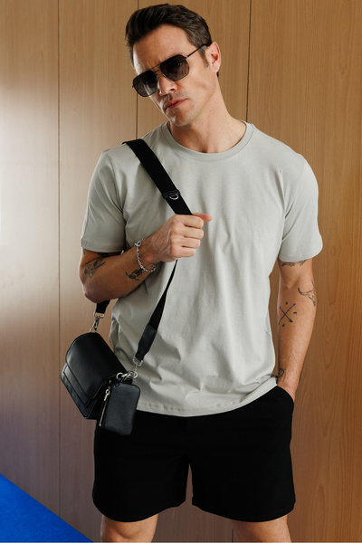 GENIUS STORE Чоловіча футболка стандартного крою з коміром-стійкою BASIC-MANKENSİZ1