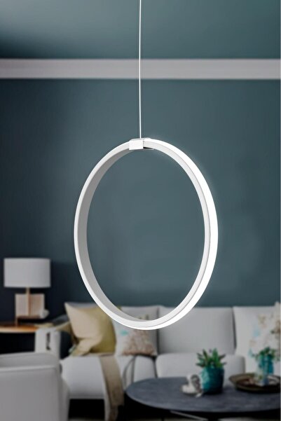 DEFNE AVİZE Rings Beyaz Tekli Sarkıt Led Günışığı Ultra Ledli Salon Mutfak Oda Hol Ledli Avize
