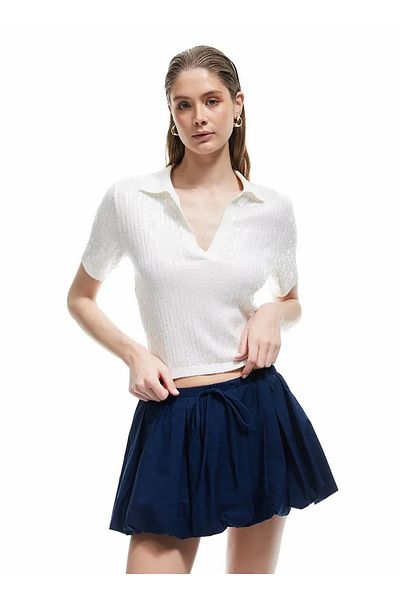 Koton X Sima Tarkan Navy Blue Women's Regular Fit Skirt 5Sak70151Pw