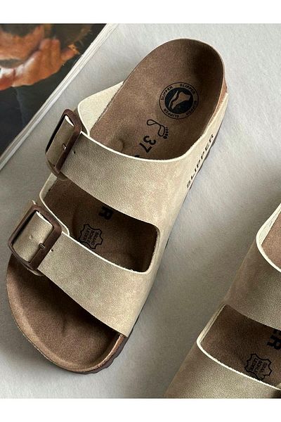 Zuum Women's Slippers with Slipper Buckle - Beige