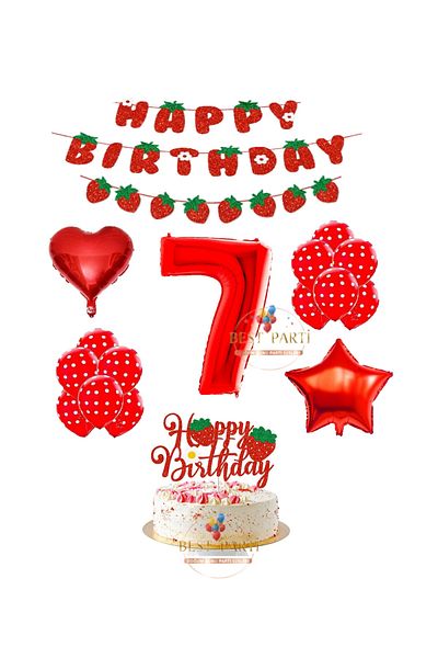 BEST PARTİ DOĞUM GÜNÜ PARTİ SÜSLERİ Best Strawberry Themed Birthday Party Set Age 7