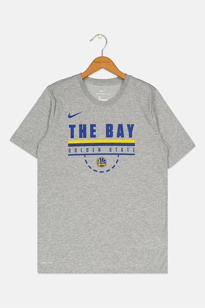Nike Kids Boy Sportswear Fit Golden State Warriors Basketball T-shirt, Light Grey