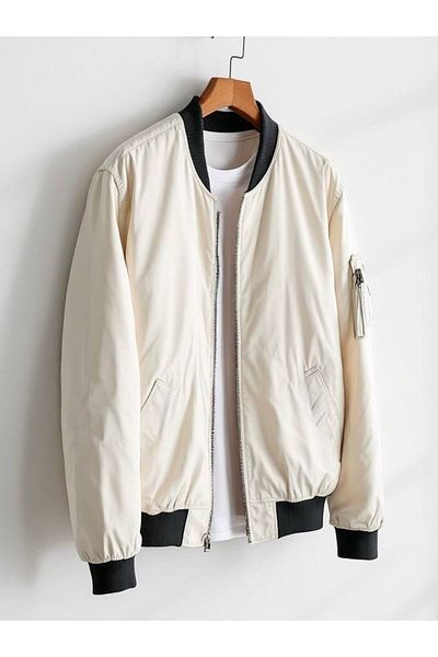 OTAKU Unisex Trend Oversize Μπεζ Bomber Jacket