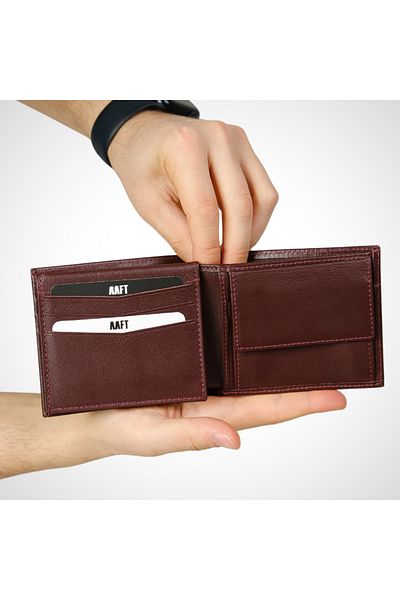MFT Leather Design Bond 7110 Genuine Leather Men's Wallet Claret Red