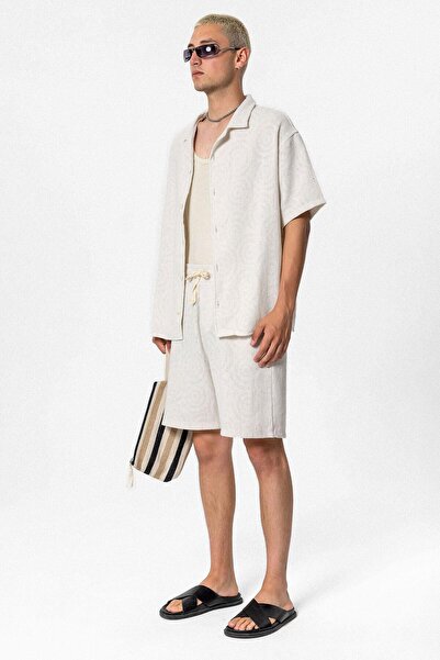 VAMOSCLO Oversize Shorts Shirt Suit Ecru