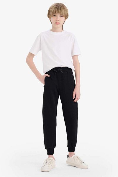 DeFacto New Season Boy's Basic Plain Pique Sweatpants with Elastic Waist