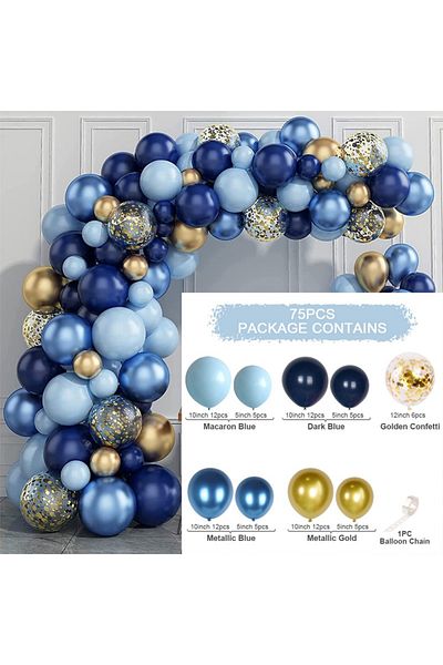Choice balloon set 75pcs Blue Metallic Balloons Garland Kit Gold Confetti Balloon Arch Birthday Party Decor