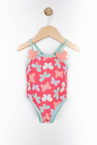 LOSAN Butterfly Pattern Suspender Summer One-Piece Soft and Flexible Baby Girl Swimsuit