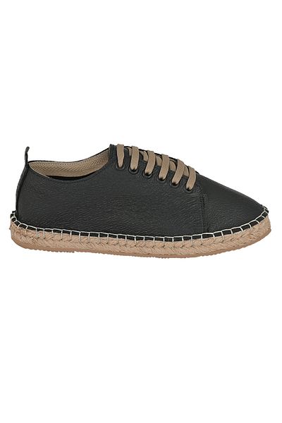 NOOSY Genuine Leather Black Women's Handmade Espadrille