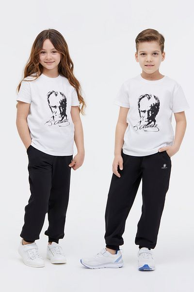 lumberjack Ul 11Ata01 4Fx White Unisex Kids Short Sleeve T-Shirt