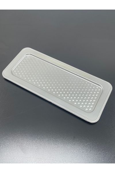 YzHome 6-Piece Plastic Rectangular Coffee Presentation Serving Tray Silver