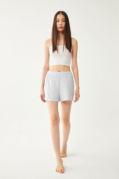 nulu Pantaloni scurți de pijama atemporali, albaștri, cu textura moale
