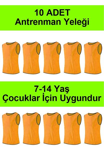 Liggo 7-14 Years Old Children's Training Vest - 10 Pieces Beep Astroturf Idman Vest