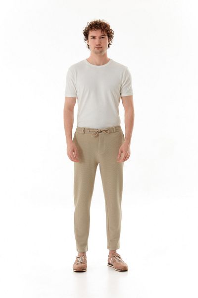 Fulla Moda Παντελόνι Jogger από ύφασμα βάφλα με δεμένη μέση