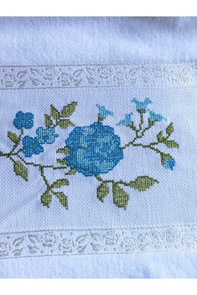 Peacock 6 Pieces of Cross Stitch Embroidered Hand Towels (Guipure) 2600Gr