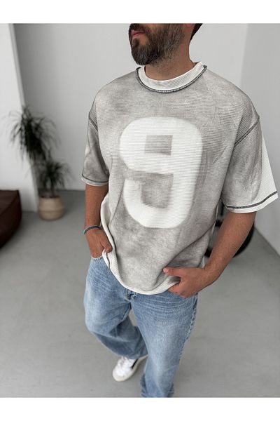 BYBASICMAN Stone Waffle 9 Washed Oversize T-Shirt Bs-007