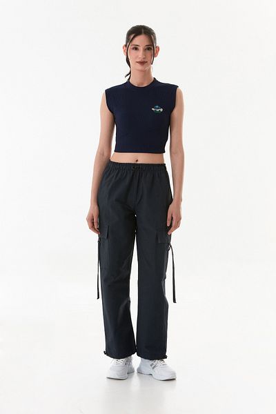 Fulla Moda Elastic Waist Parachute Fabric Jogger Pants with Stopper