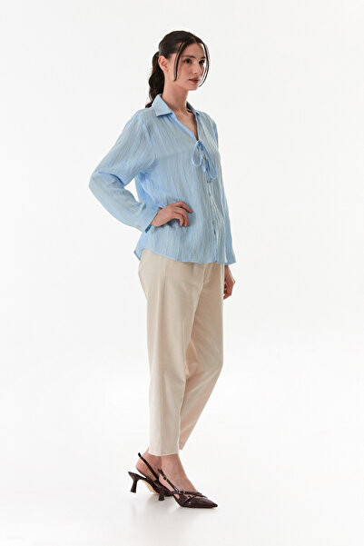 Fulla Moda Cămașă lejeră cu nasturi și cravată în față