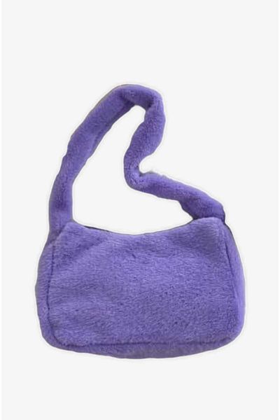roseberry Purple Plush Feather Shoulder Bag - R1422