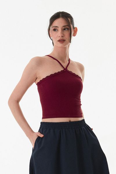Fulla Moda Ribbed Cross Strap Crop Body