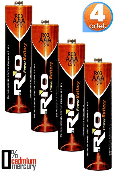 Venenon Rio 4lü AAA R03 İnce Kalem Pil Kumanda Pili Çinko Karbon Pil Zn-C 1.5V