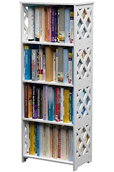 Generic White 5-Tier Bookcase – Compact 4-Shelf Organizer for Small Spaces in Bedroom, Living Room, Bathroom