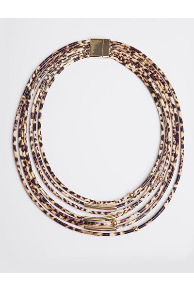 Jimmy Key Mixed Leopard Pattern Metal Detailed Necklace