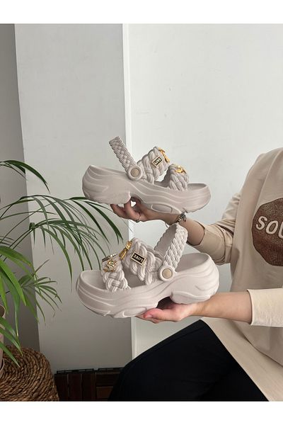 Behtah Kundura Sandale papuci de zi cu zi, cu talpă groasă, cu design elegant, deschis în față