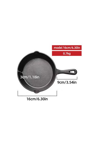 Choice M 1 Piece of Black Cast Iron Pot Flat Bottom Frying Pan, Suitable for Fried Food and Fried Kitchen .