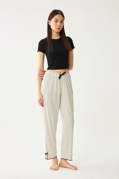 Ecrou Women's Ecru Polka Dot Slit Single Pajama Pants