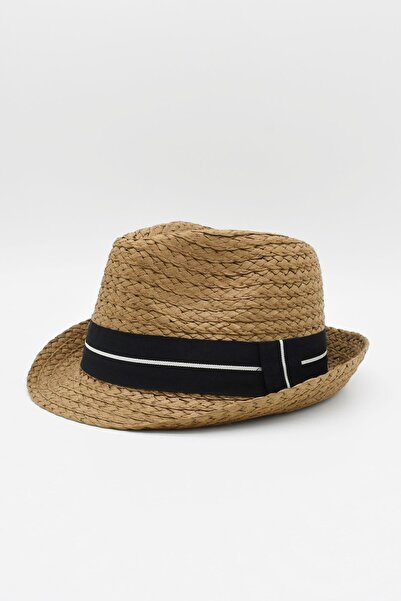 Külah Γυναικείο Καφέ Ψάθινο Καπέλο Φυσικό Πλεκτό Καλοκαιρινό Καπέλο Fedora