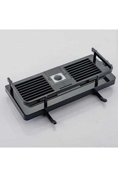 ForWhat Fixed on Shower Pipe Black Shampoo Holder Soap Dish for Bureau Home Office Bathroom