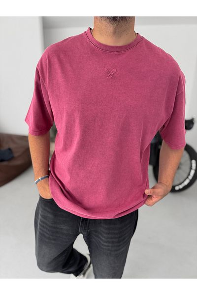 BYBASICMAN Burgundy Washed Oversize T-Shirt Bs-008