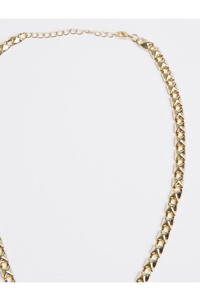 Jimmy Key Gold Color Shiny Stone Detailed Adjustable Chain Necklace
