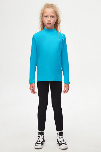 LOVETTI Girl - Dark Turquoise Long Sleeve Half Turtleneck T-shirt