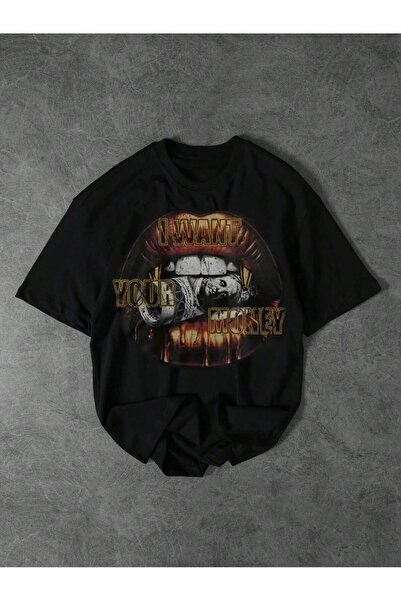 MOONBULL Ανδρικό μπλουζάκι I Want Your Money με στάμπα στην πλάτη, oversized