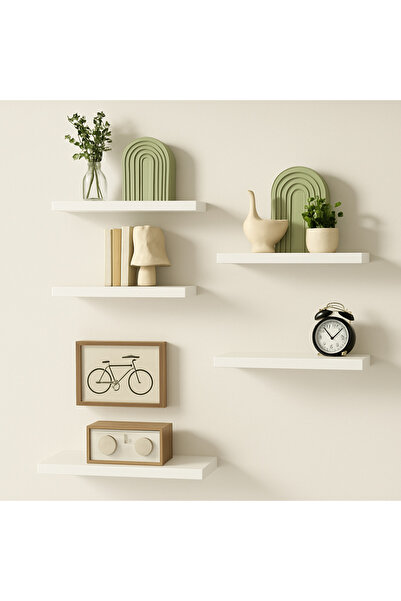 volo dekor Beyaz Uçan Duvar Rafı , Dekoratif Raf 5 Adet
